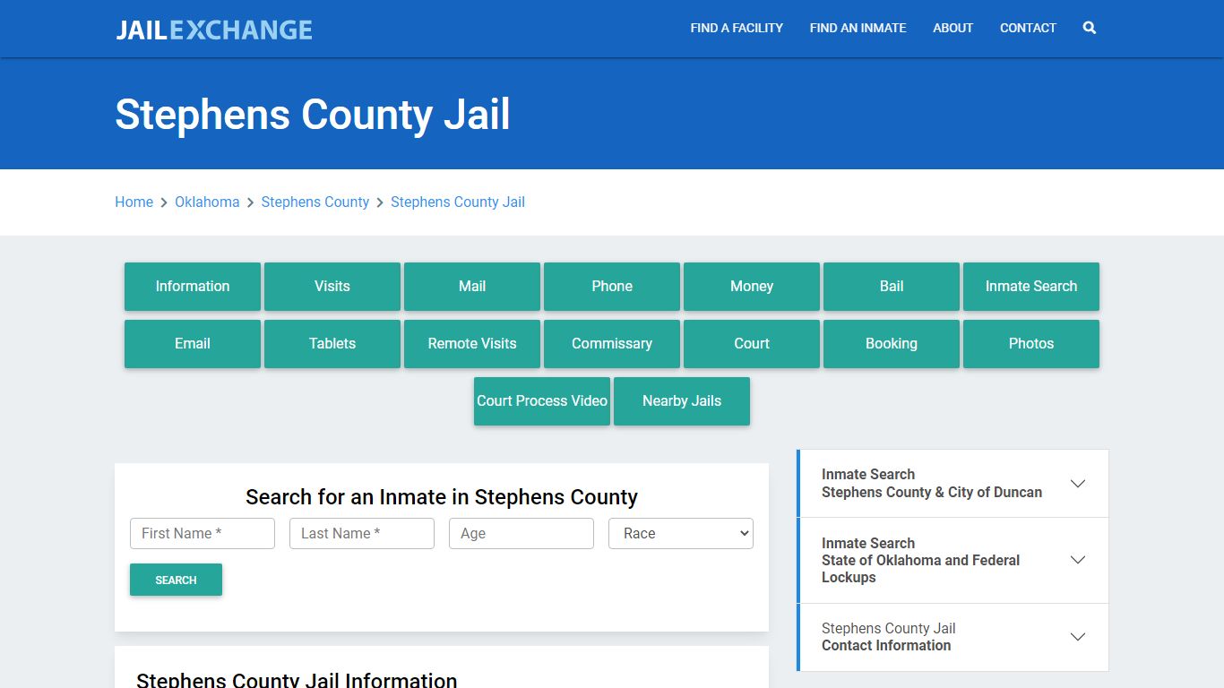 Stephens County Jail Roster Lookup, OK, Inmate Search